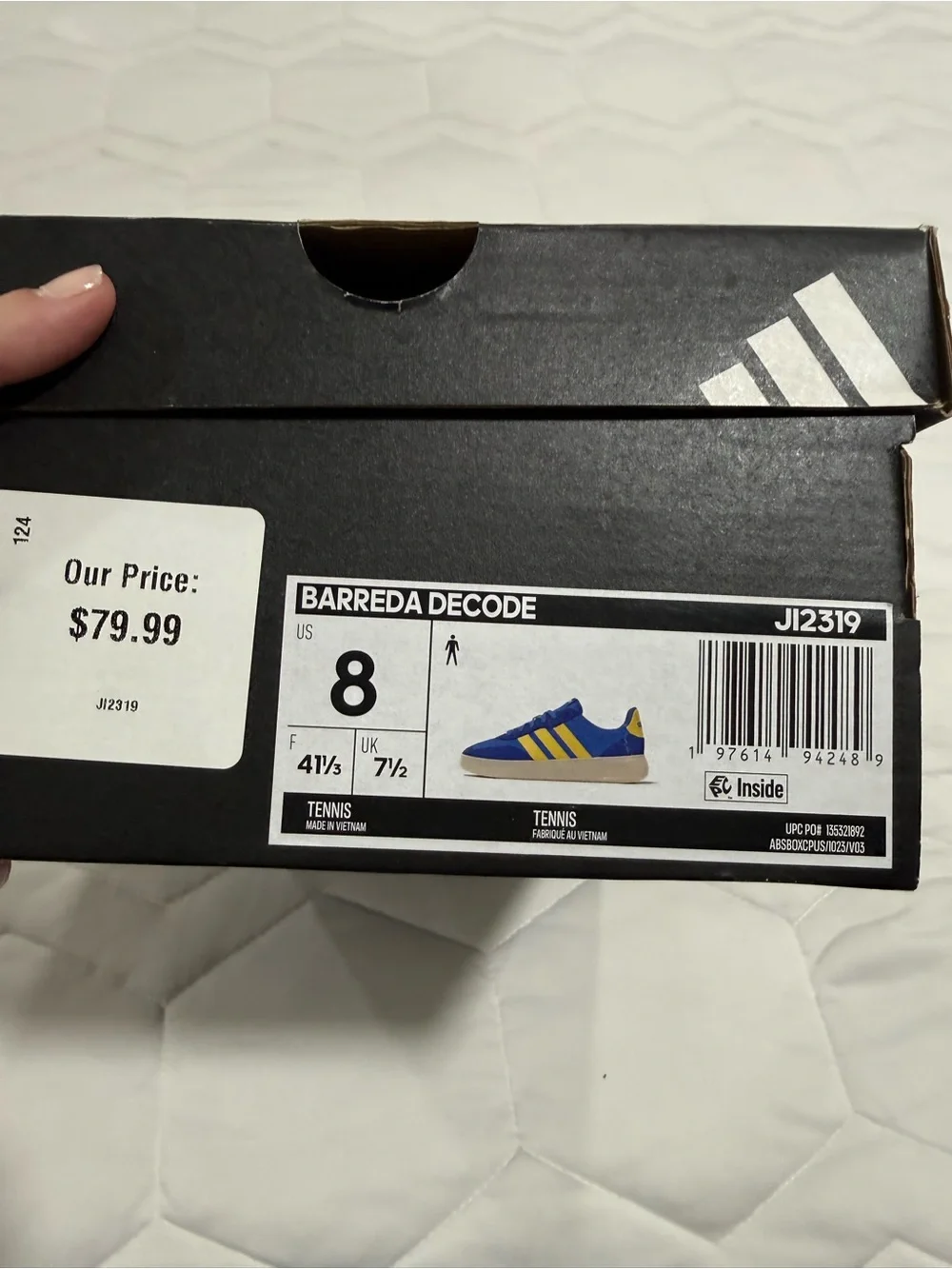 adidas Barreda Decode Blue and Yellow Suede Accent Sneakers